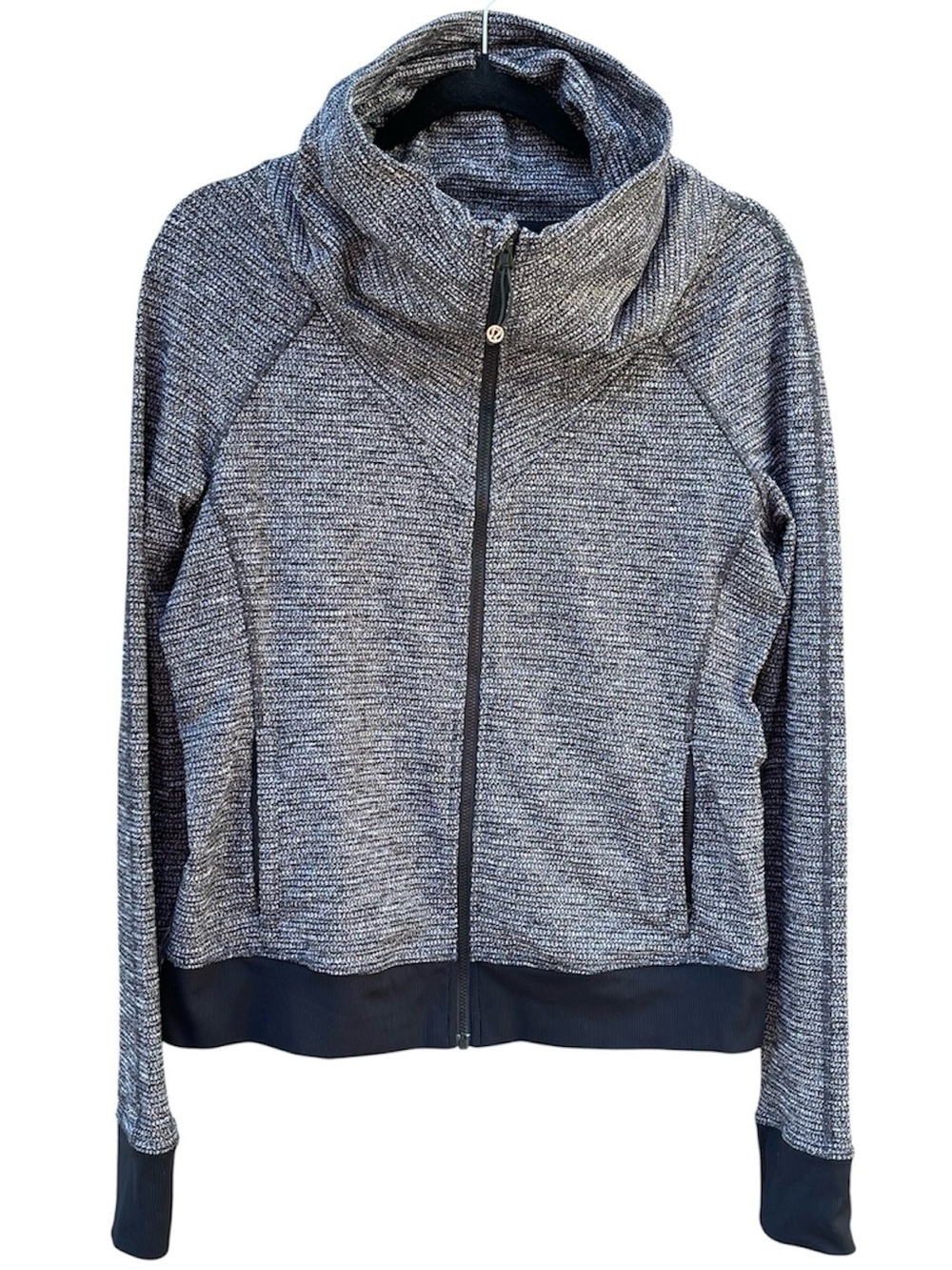 Lululemon Be Present Full Zip Jacket in Coco Pique Black / Gray (Size 12)